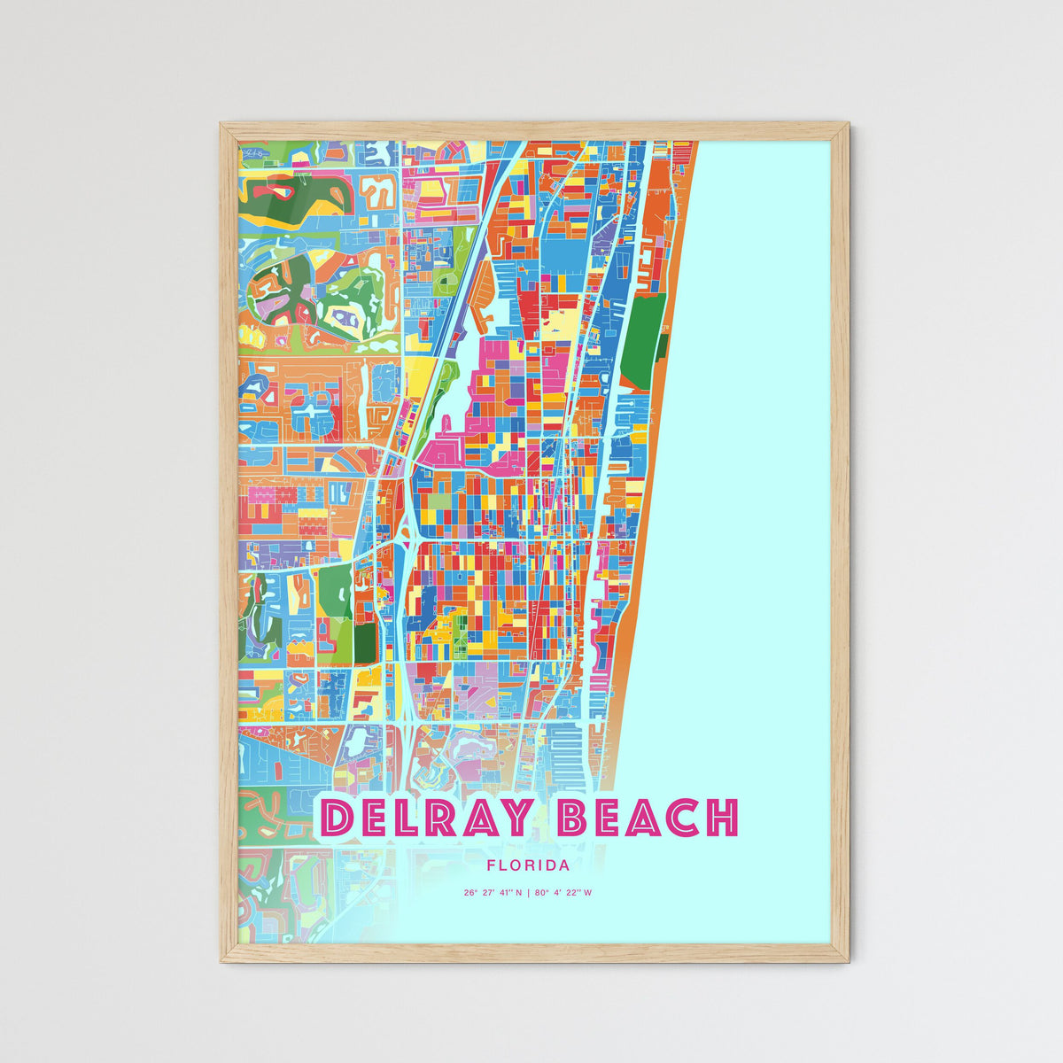Colorful DELRAY BEACH FLORIDA Fine Art Map Crazy Colors