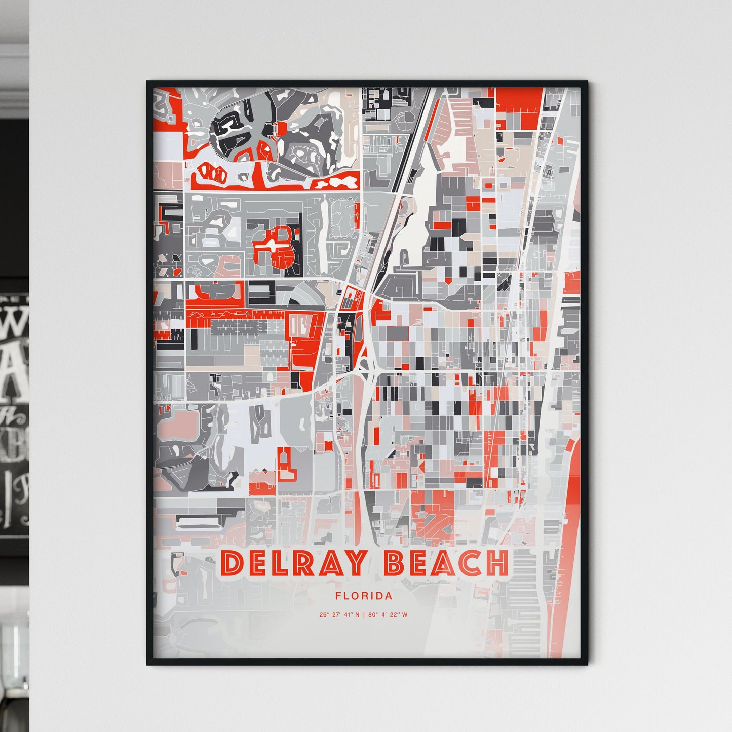 Colorful DELRAY BEACH FLORIDA Fine Art Map Modern