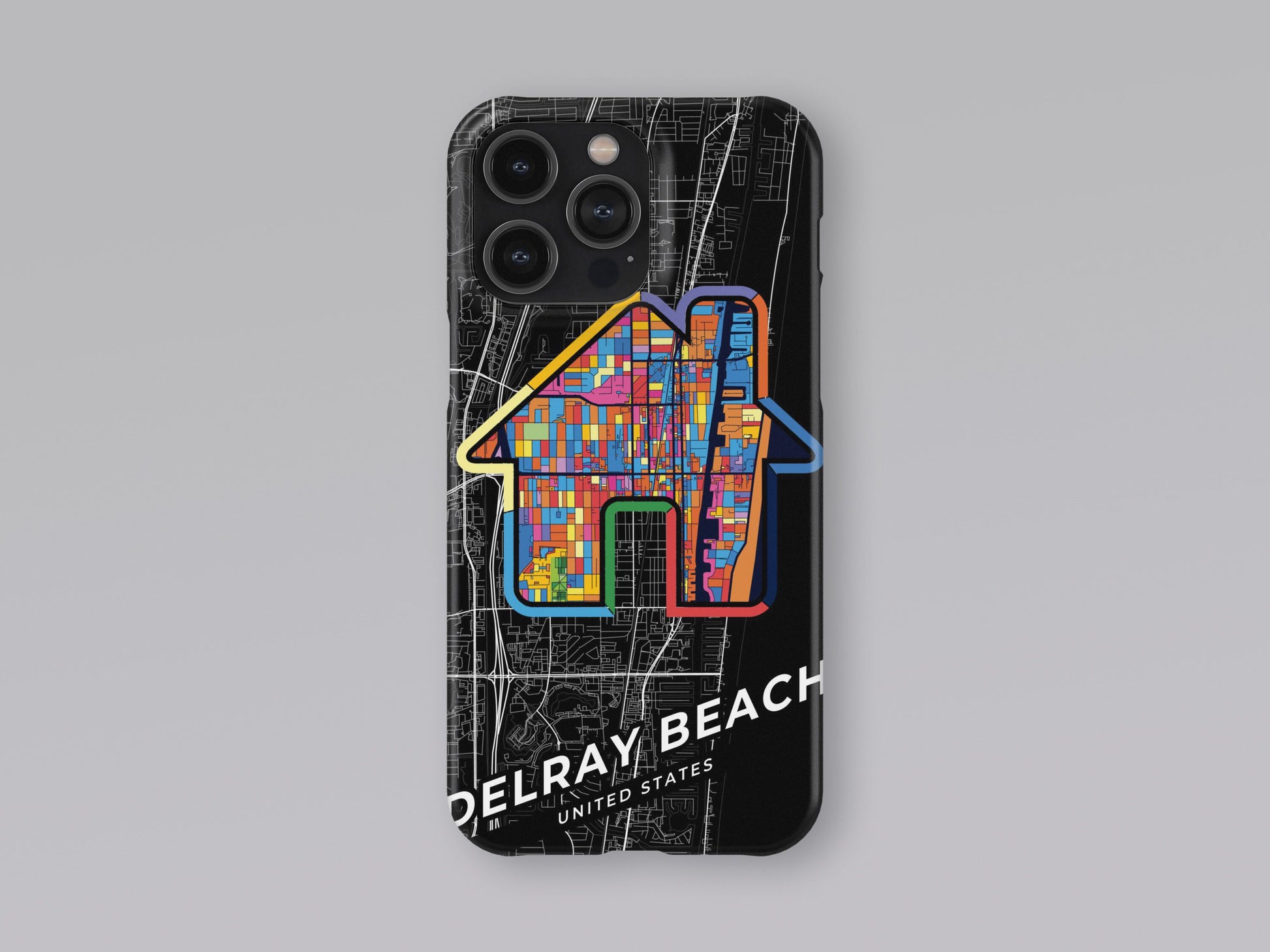 Delray Beach Florida slim phone case with colorful icon. Birthday, wedding or housewarming gift. Couple match cases. 3