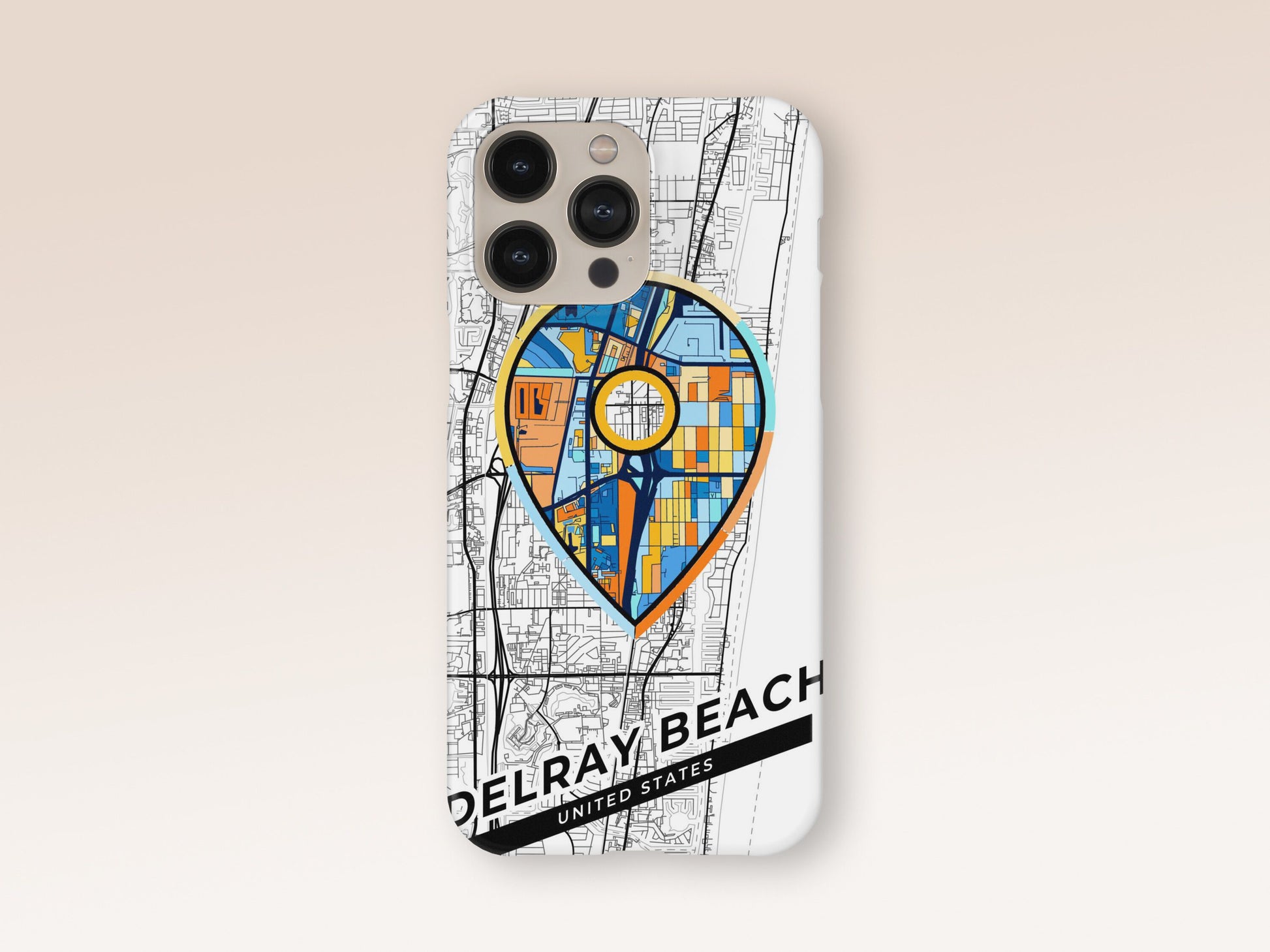 Delray Beach Florida slim phone case with colorful icon. Birthday, wedding or housewarming gift. Couple match cases. 1