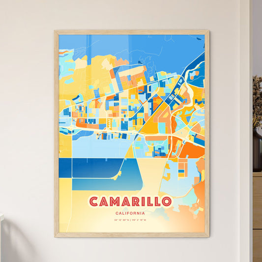 Colorful Camarillo California Fine Art Map Blue Orange