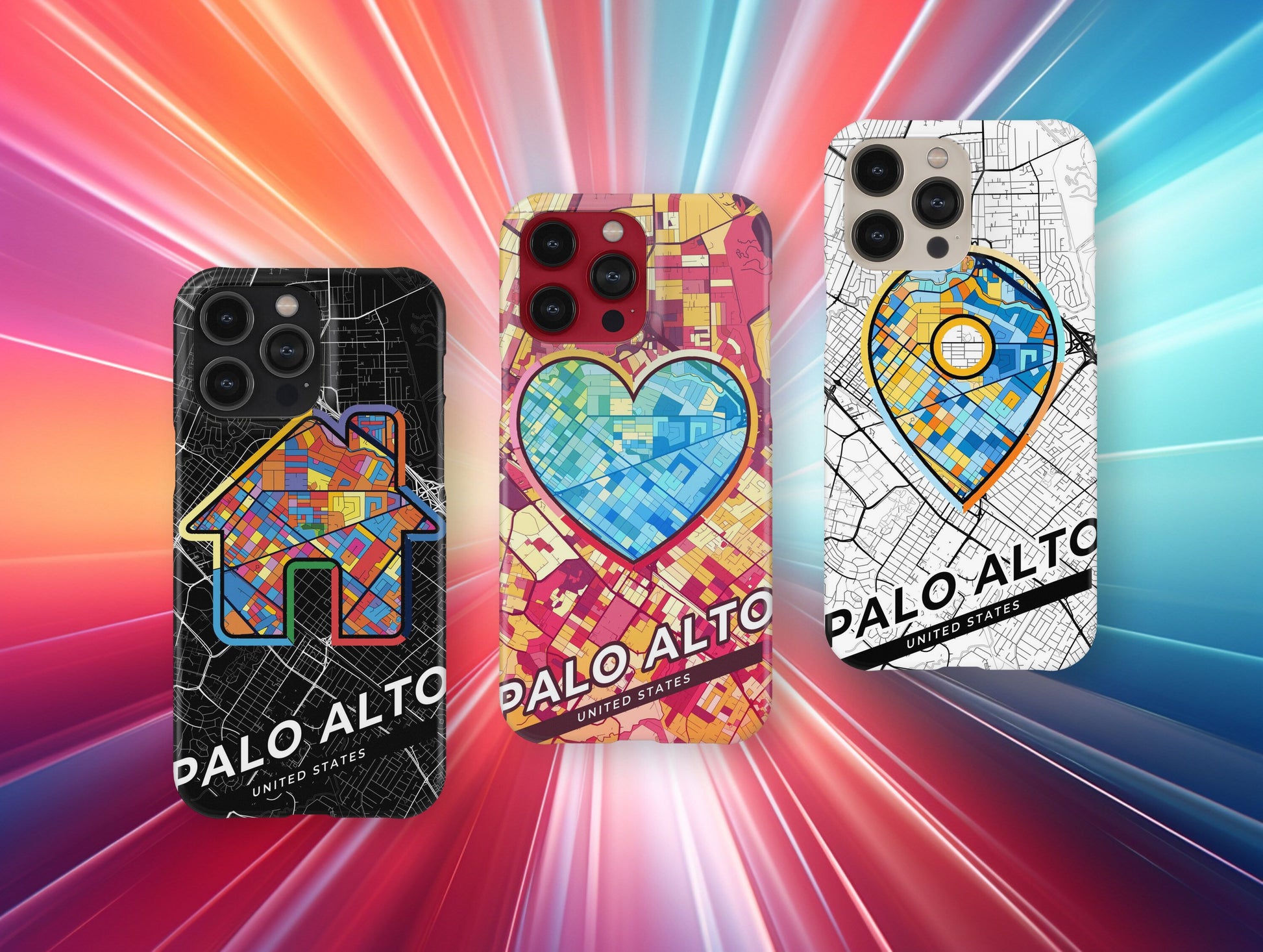 Palo Alto California slim phone case with colorful icon