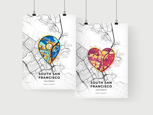 South San Francisco California art print for couples