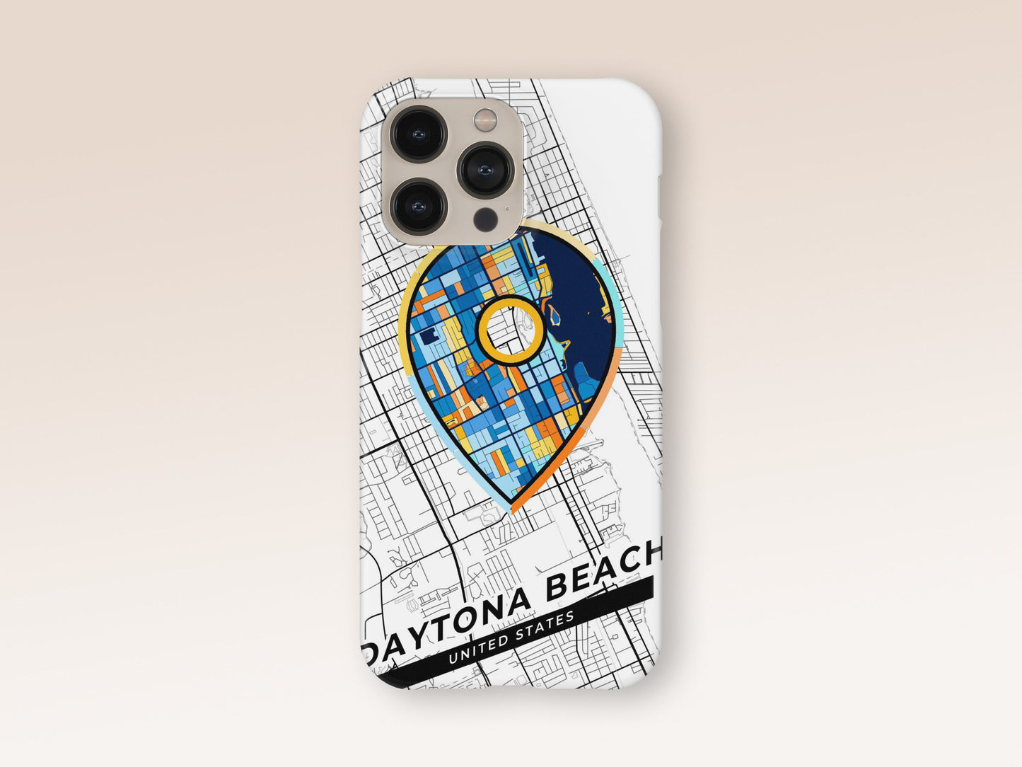Daytona Beach Florida slim phone case with colorful icon. Birthday, wedding or housewarming gift. Couple match cases. 1