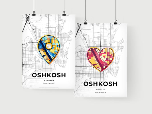 Oshkosh Wisconsin art print for couples