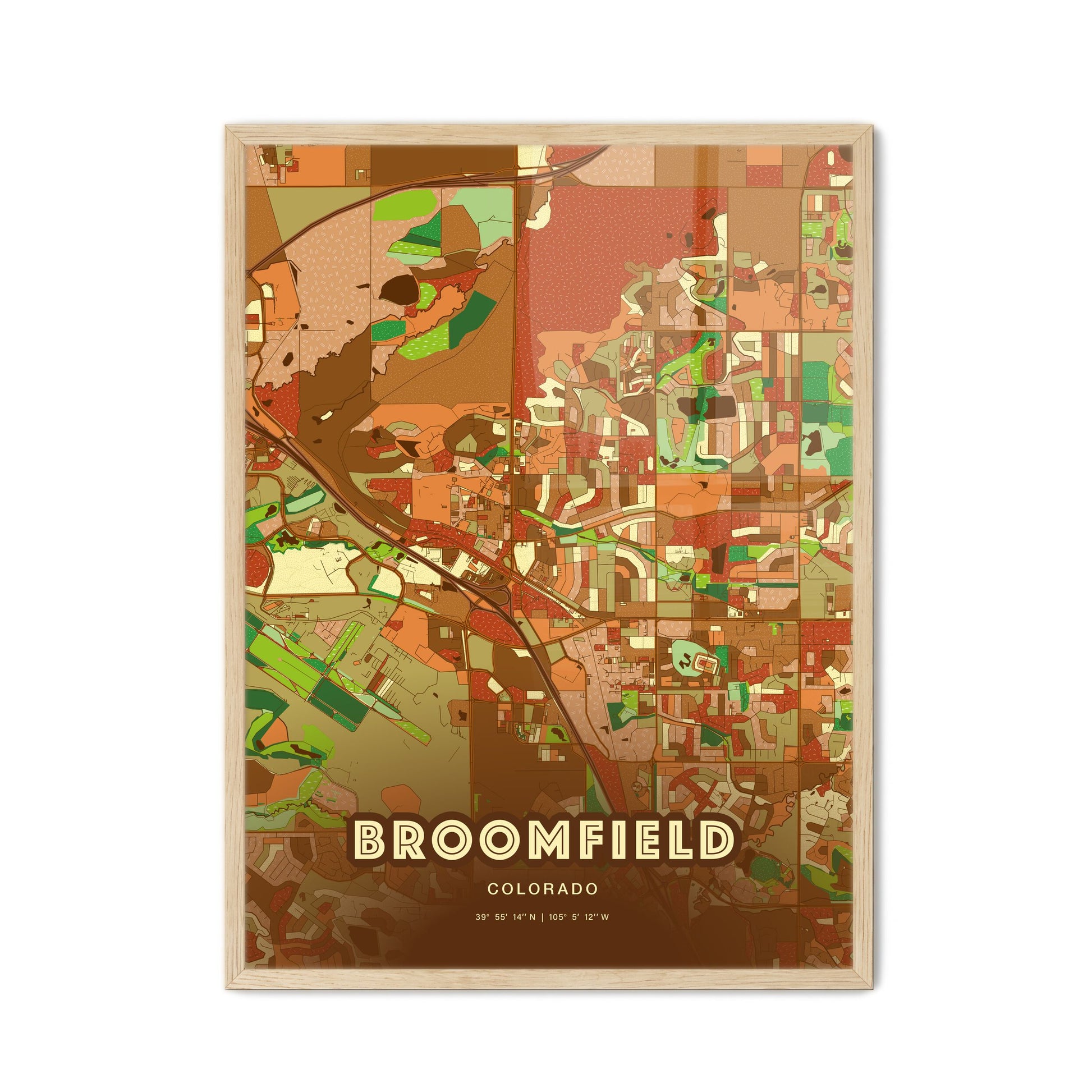 Colorful BROOMFIELD COLORADO Fine Art Map Farmhouse