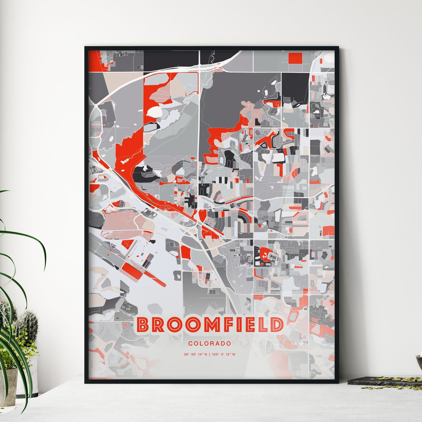 Colorful BROOMFIELD COLORADO Fine Art Map Modern