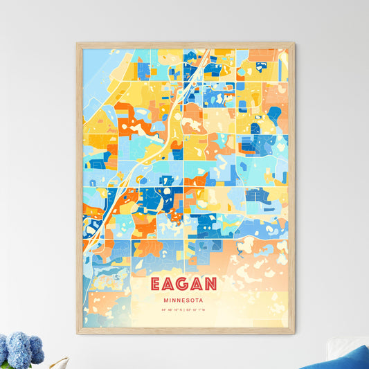 Colorful EAGAN MINNESOTA Fine Art Map Blue Orange