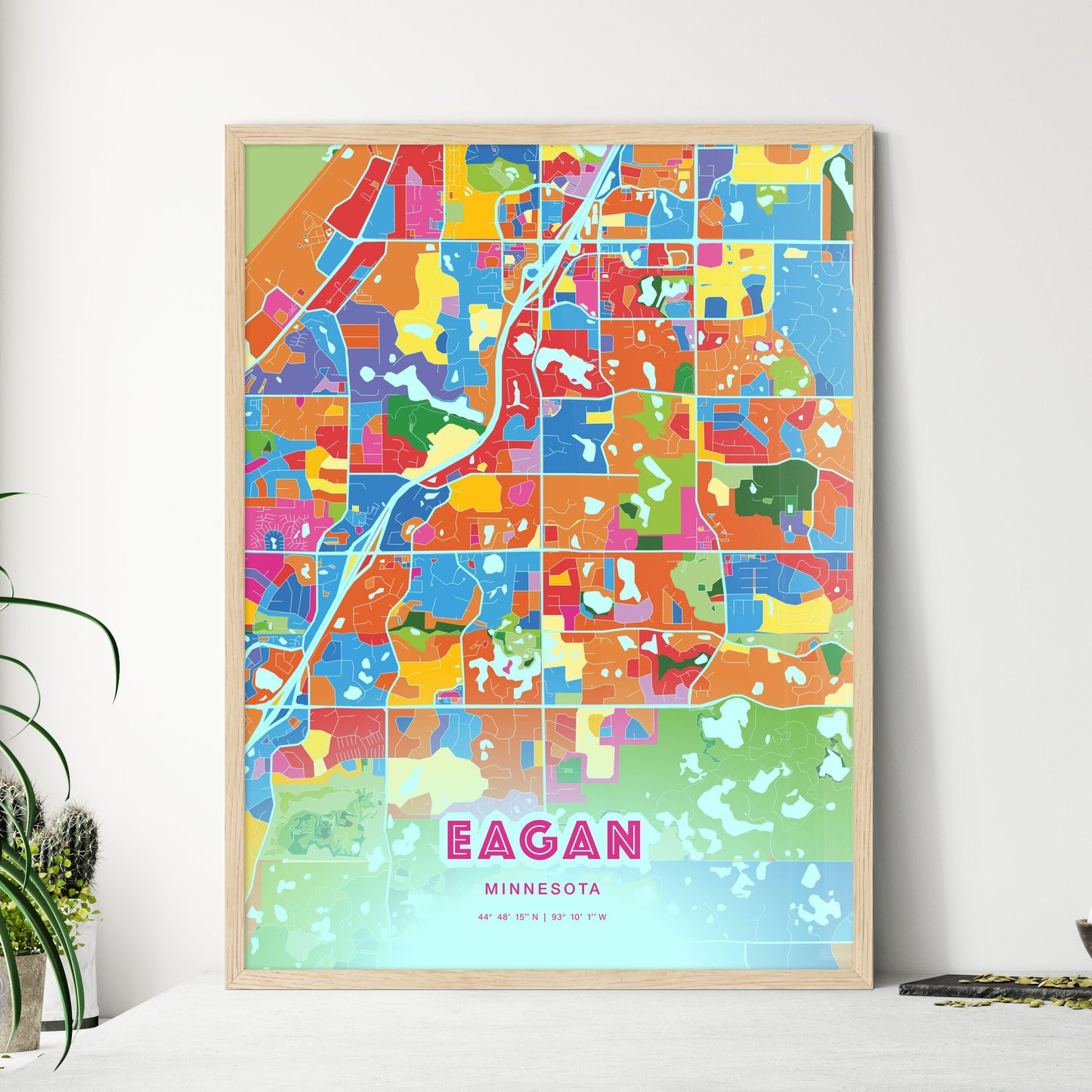 Colorful EAGAN MINNESOTA Fine Art Map Crazy Colors