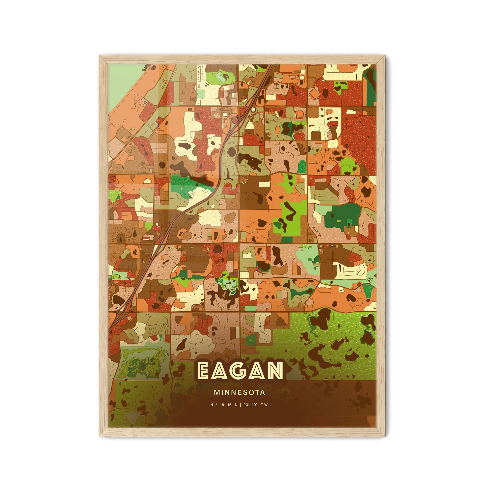 Colorful EAGAN MINNESOTA Fine Art Map Farmhouse