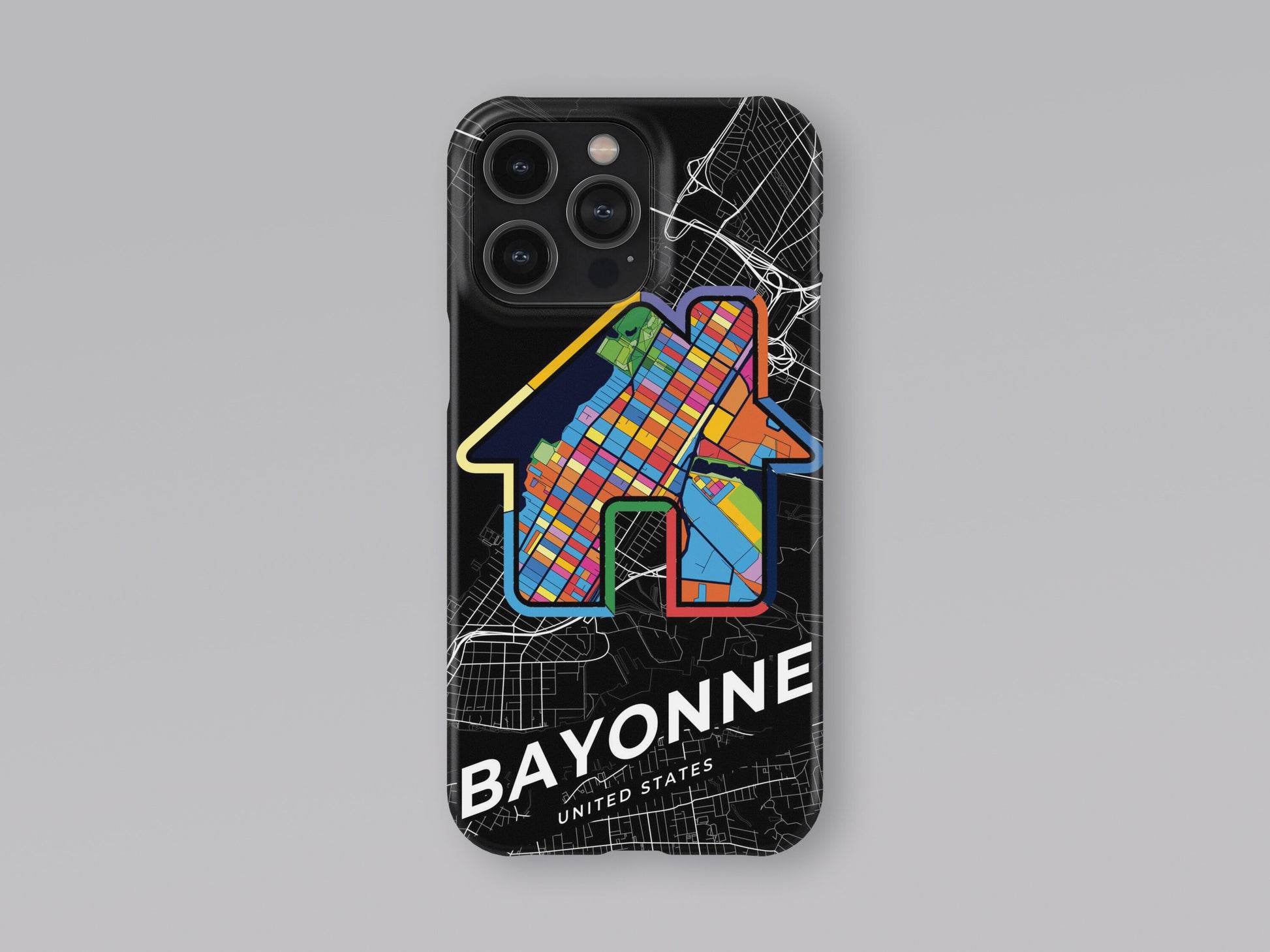 Bayonne New Jersey slim phone case with colorful icon. Birthday, wedding or housewarming gift. Couple match cases. 3