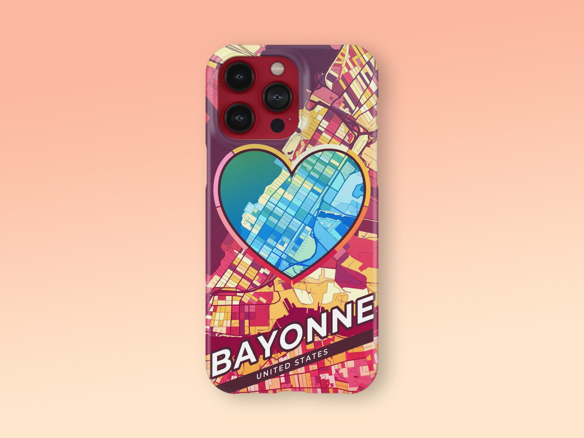 Bayonne New Jersey slim phone case with colorful icon. Birthday, wedding or housewarming gift. Couple match cases. 2