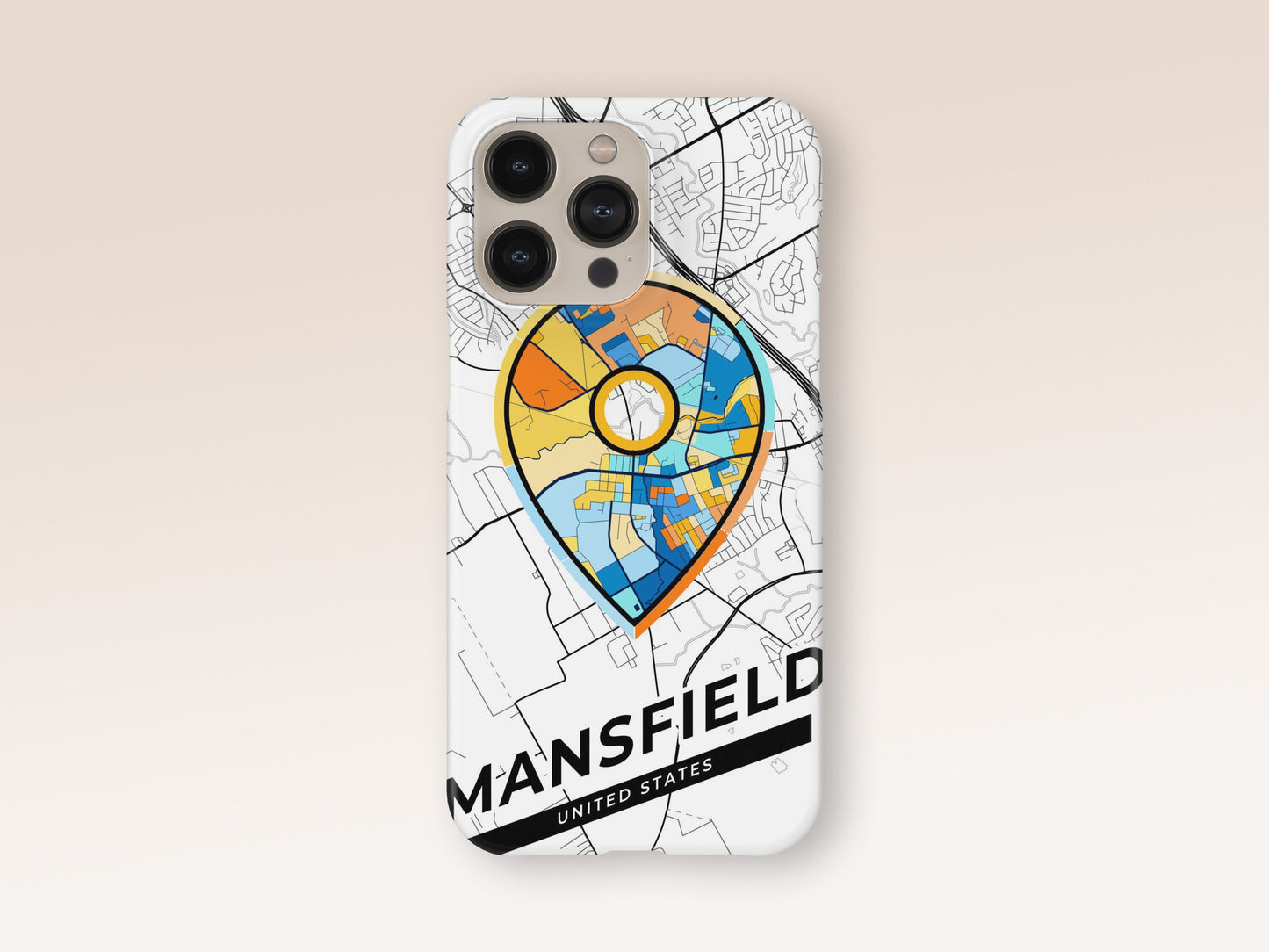 Mansfield Texas slim phone case with colorful icon. Birthday, wedding or housewarming gift. Couple match cases. 1