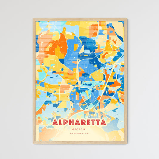 Colorful Alpharetta Georgia Fine Art Map Blue Orange