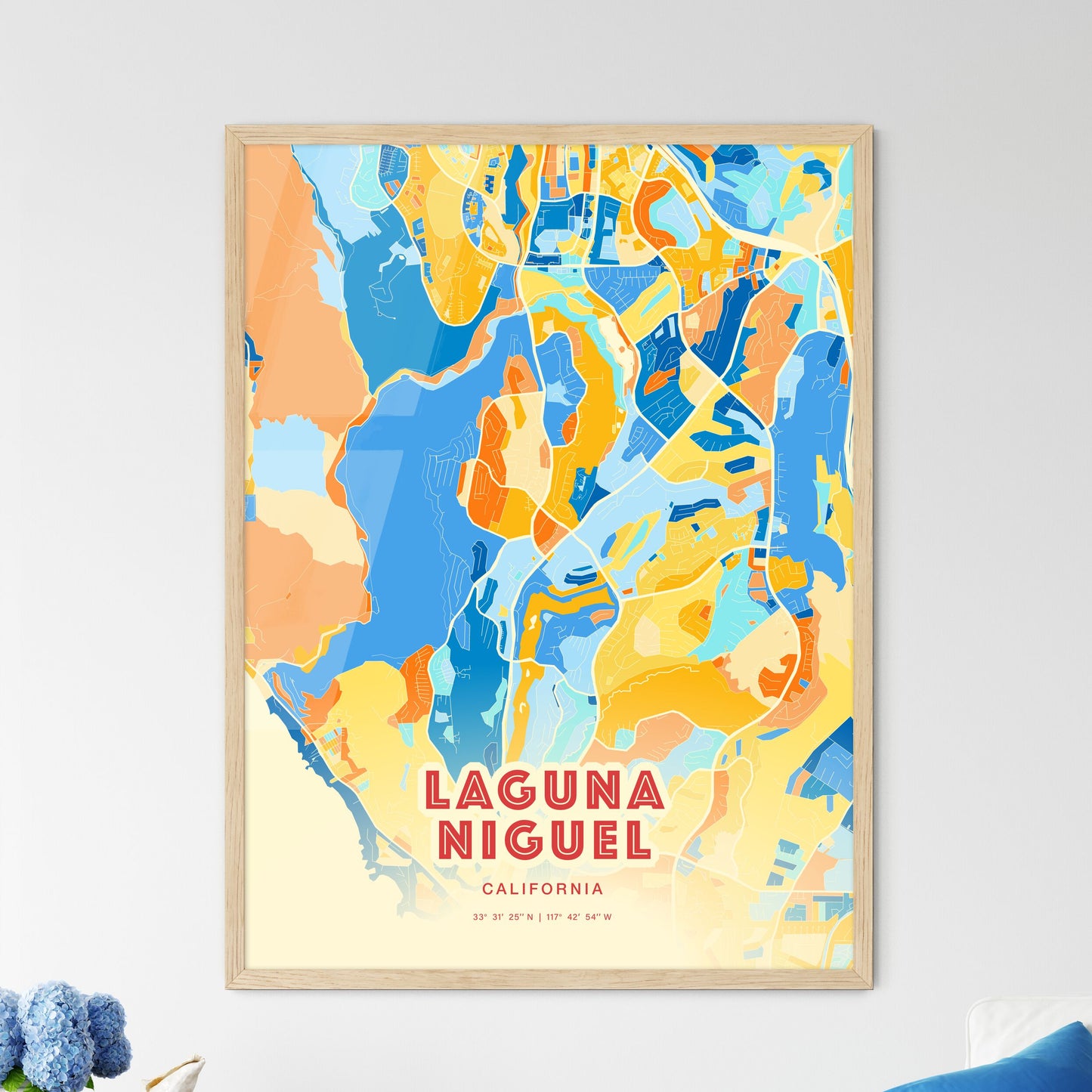 Colorful LAGUNA NIGUEL CALIFORNIA Fine Art Map Blue Orange