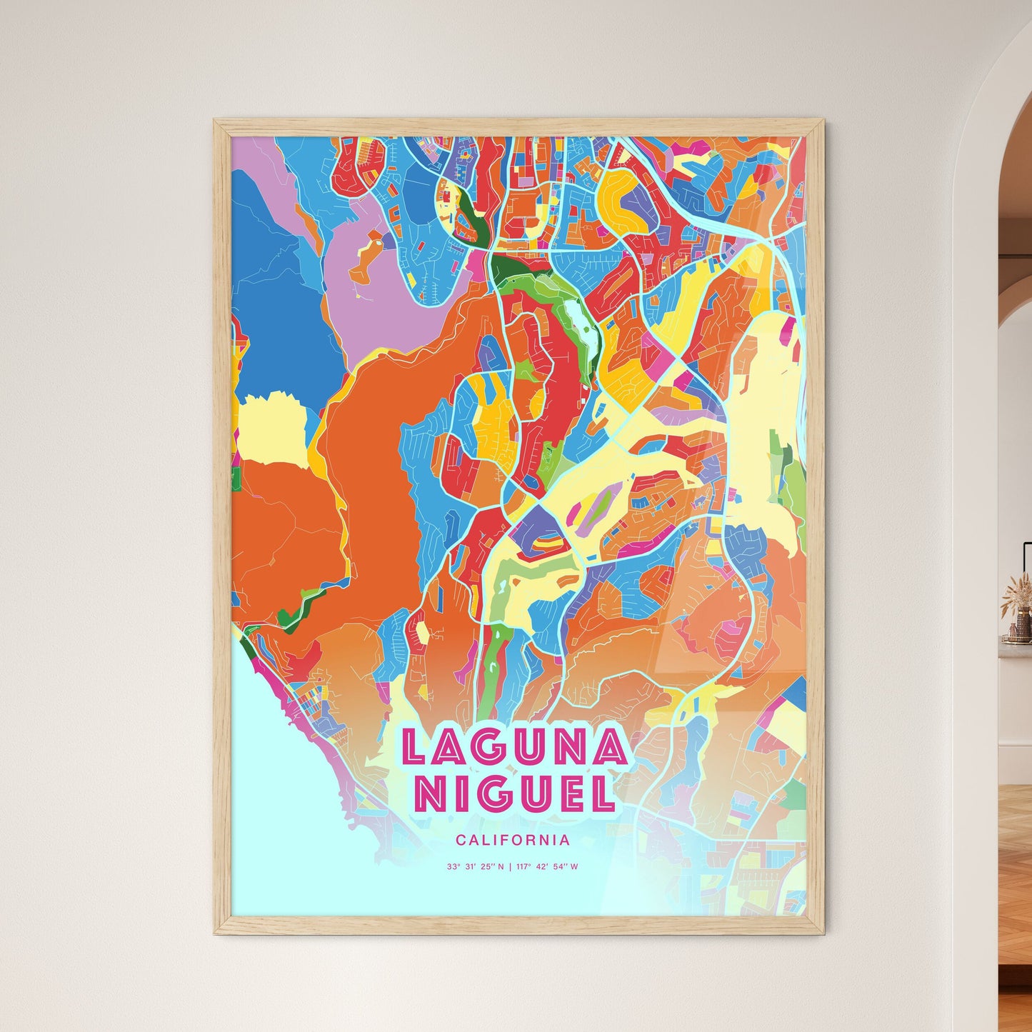 Colorful LAGUNA NIGUEL CALIFORNIA Fine Art Map Crazy Colors