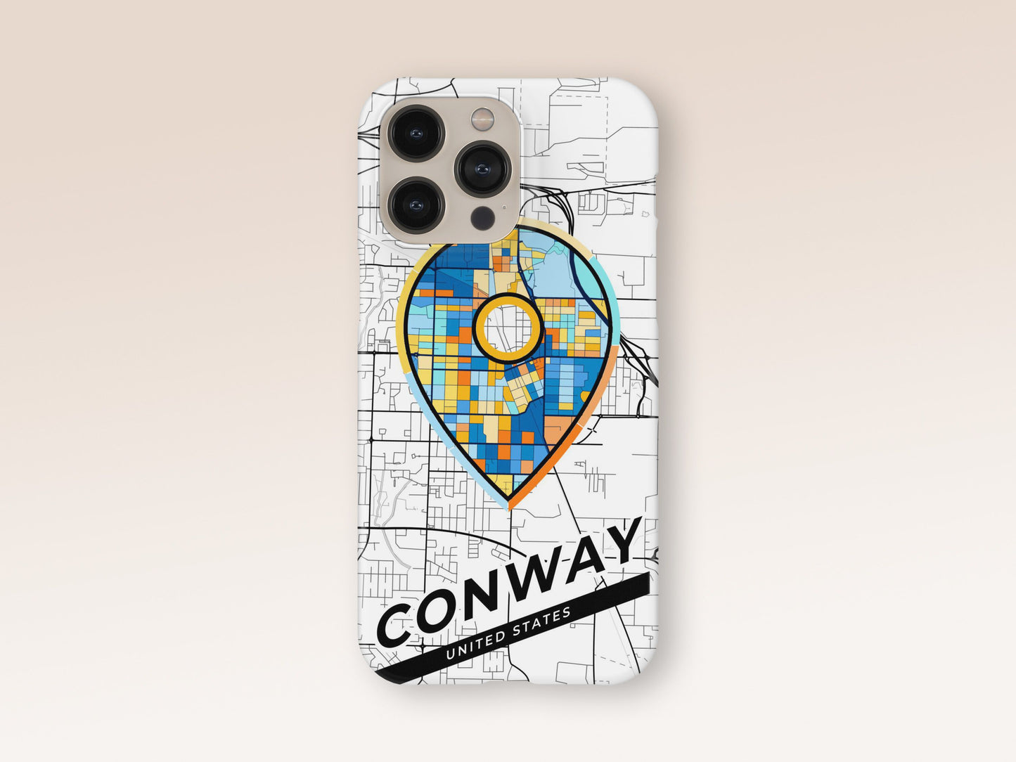 Conway Arkansas slim phone case with colorful icon. Birthday, wedding or housewarming gift. Couple match cases. 1