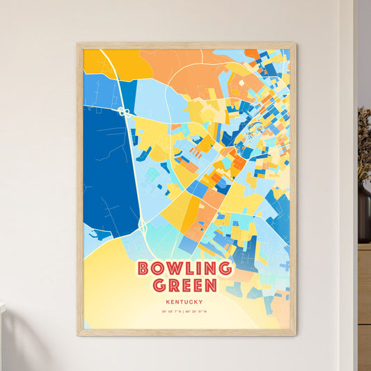 Colorful BOWLING GREEN KENTUCKY Fine Art Map Blue Orange