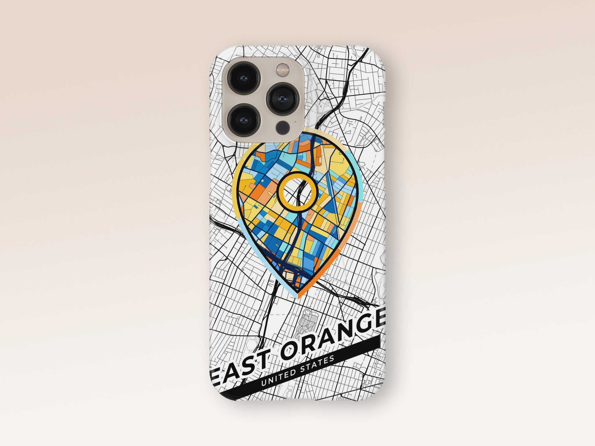 East Orange New Jersey slim phone case with colorful icon. Birthday, wedding or housewarming gift. Couple match cases. 1