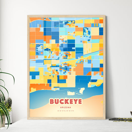 Colorful Buckeye Arizona Fine Art Map Blue Orange