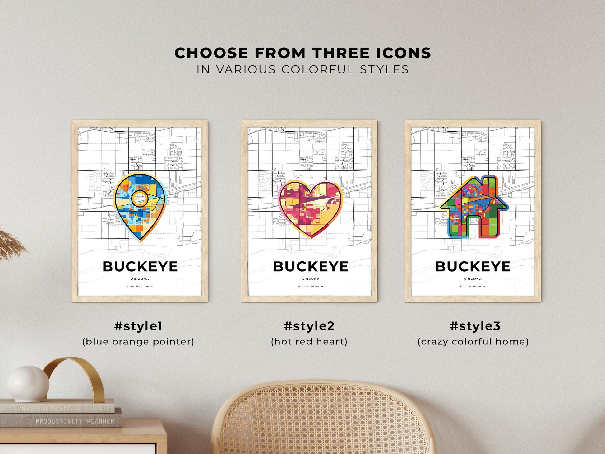 Buckeye Arizona maps with colorful icons