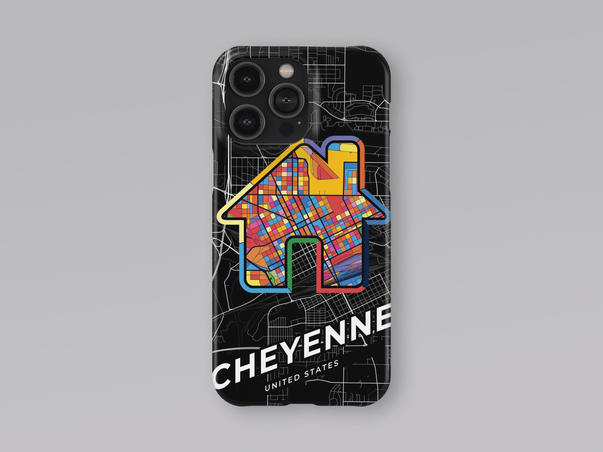 Cheyenne Wyoming slim phone case with colorful icon. Birthday, wedding or housewarming gift. Couple match cases. 3