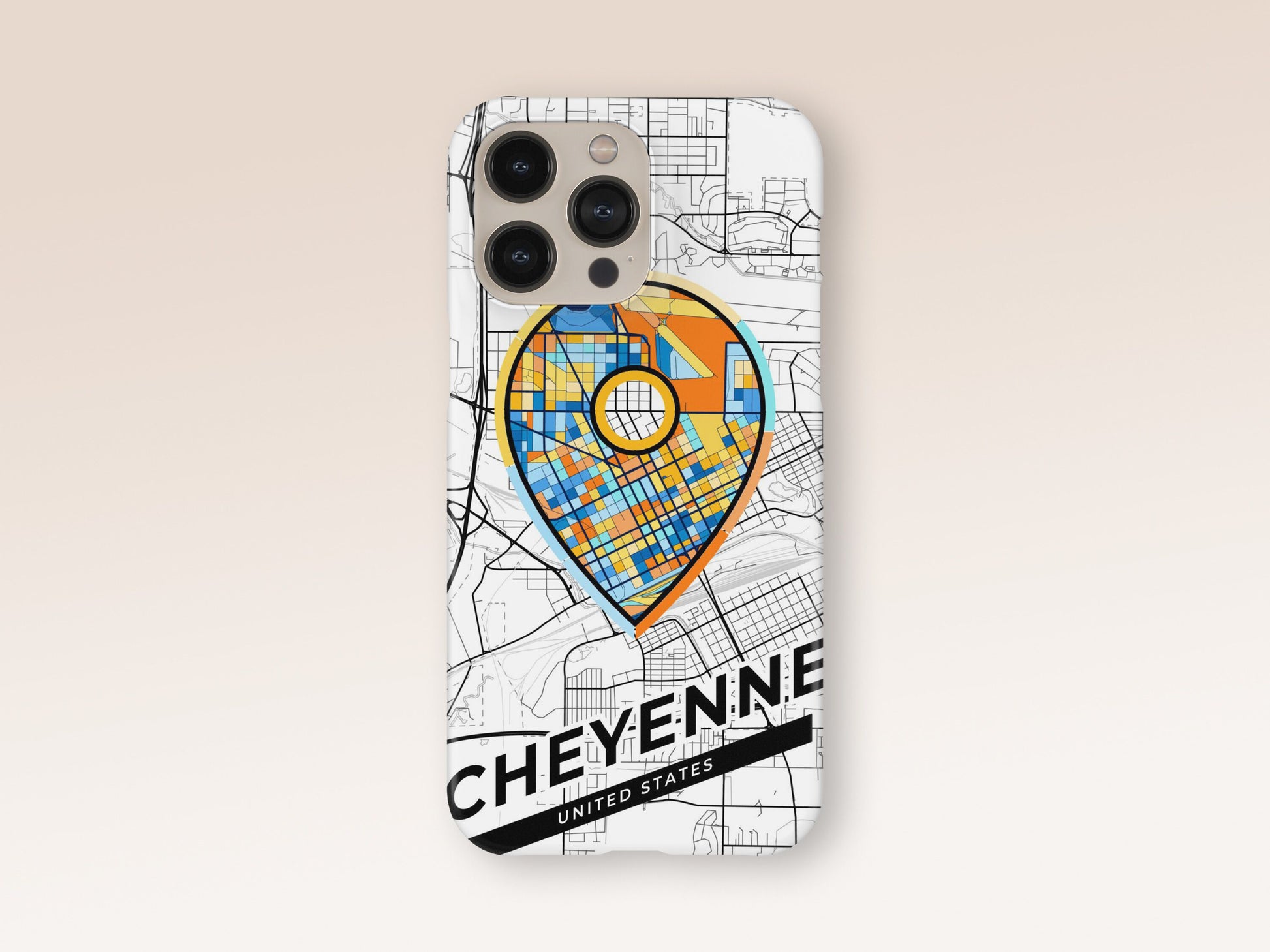Cheyenne Wyoming slim phone case with colorful icon. Birthday, wedding or housewarming gift. Couple match cases. 1