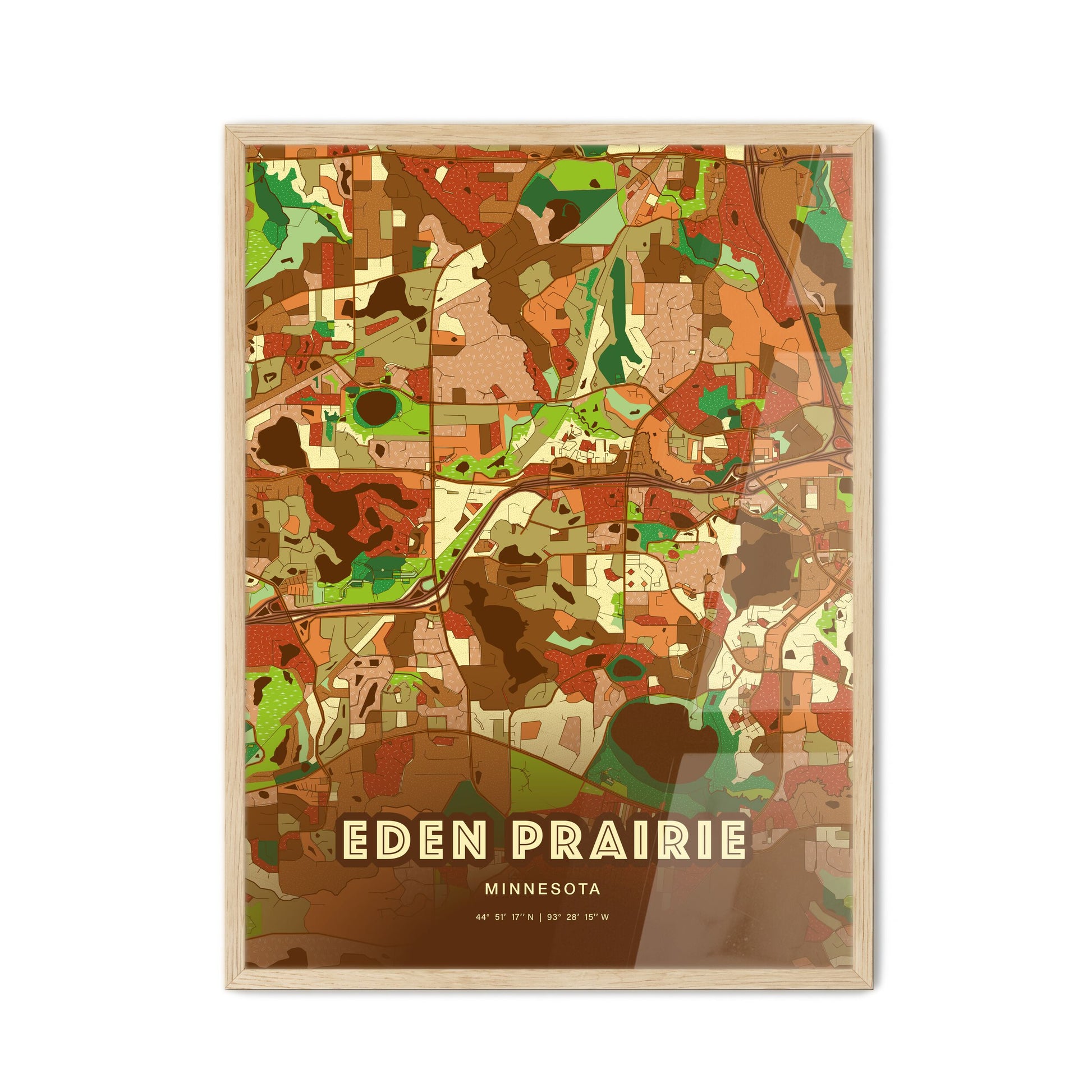 Colorful EDEN PRAIRIE MINNESOTA Fine Art Map Farmhouse