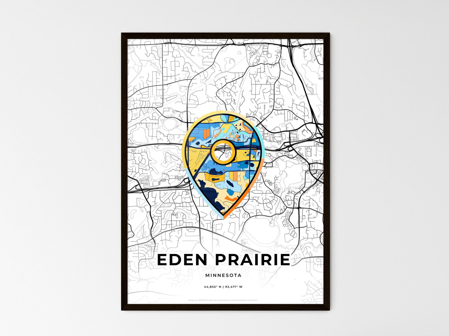 Eden Prairie Minnesota wedding art map with pointer icon