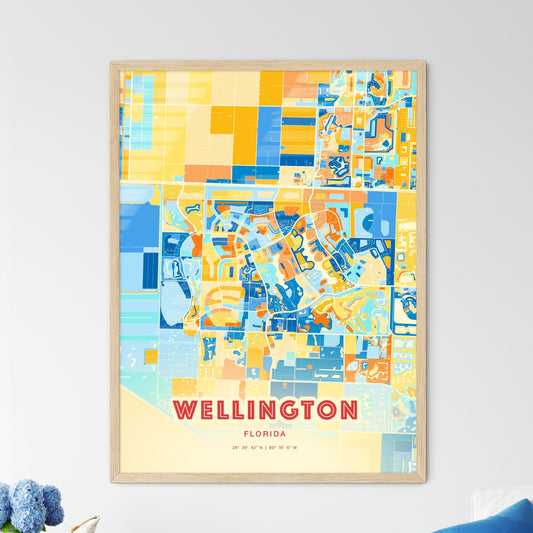 Colorful Wellington Florida Fine Art Map Blue Orange