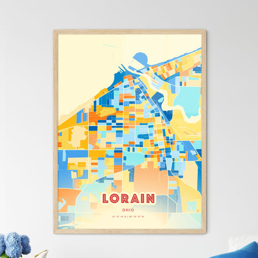 Colorful Lorain Ohio Fine Art Map Blue Orange