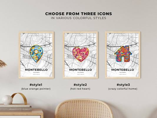 Montebello California maps with colorful icons