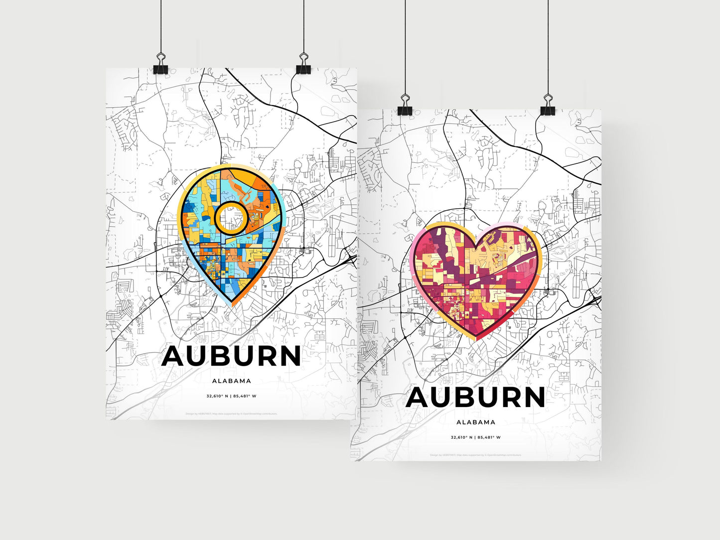 Auburn Alabama art print for couples