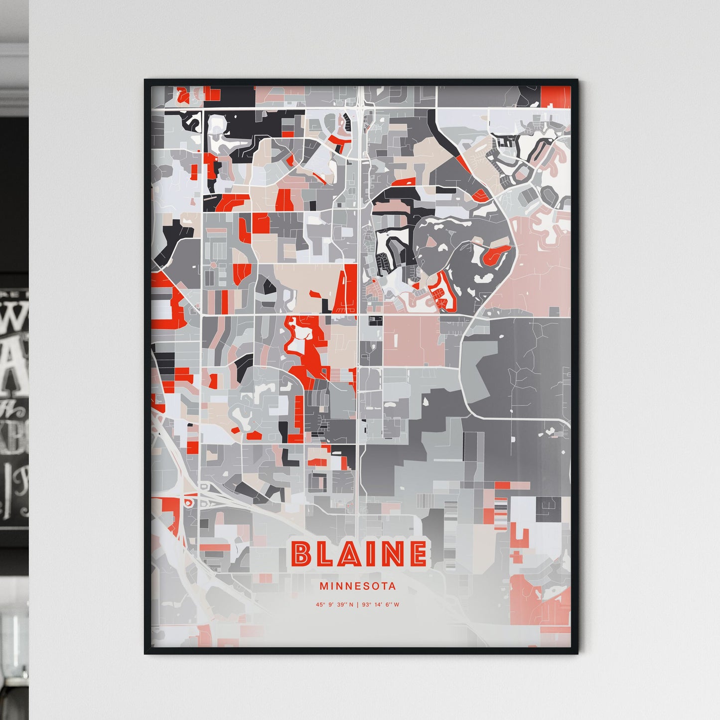 Colorful BLAINE MINNESOTA Fine Art Map Modern