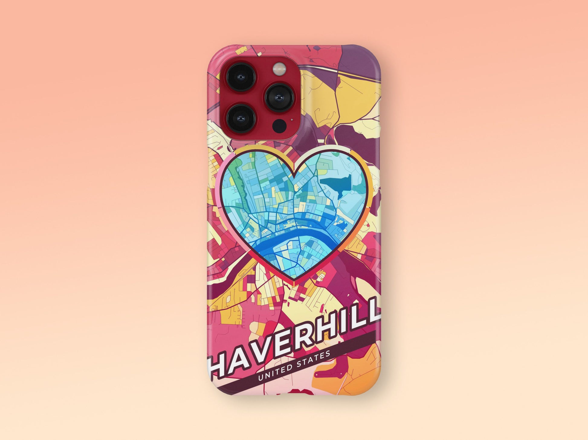 Haverhill Massachusetts slim phone case with colorful icon. Birthday, wedding or housewarming gift. Couple match cases. 2