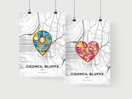 Council Bluffs Iowa art print for couples