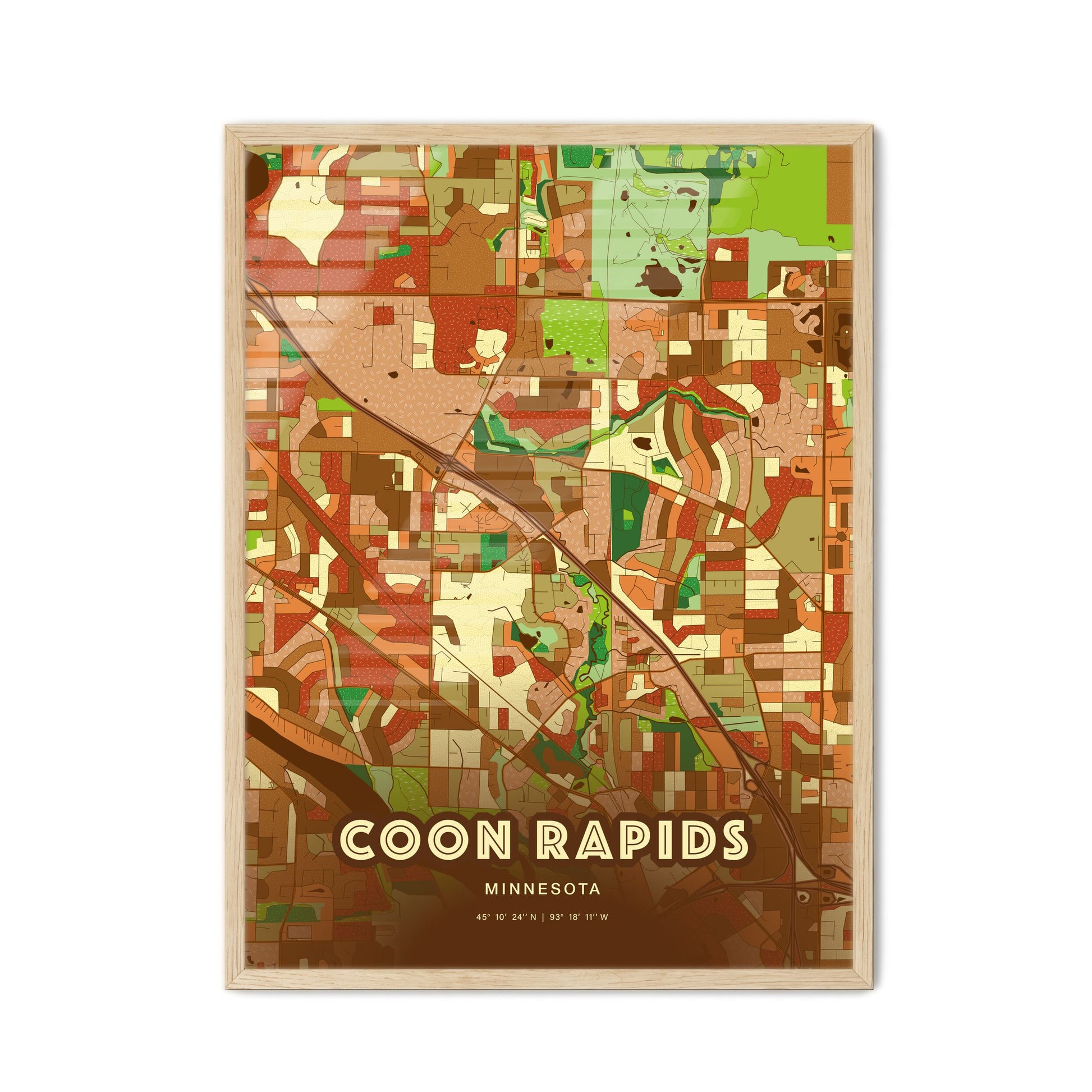 Colorful COON RAPIDS MINNESOTA Fine Art Map Farmhouse