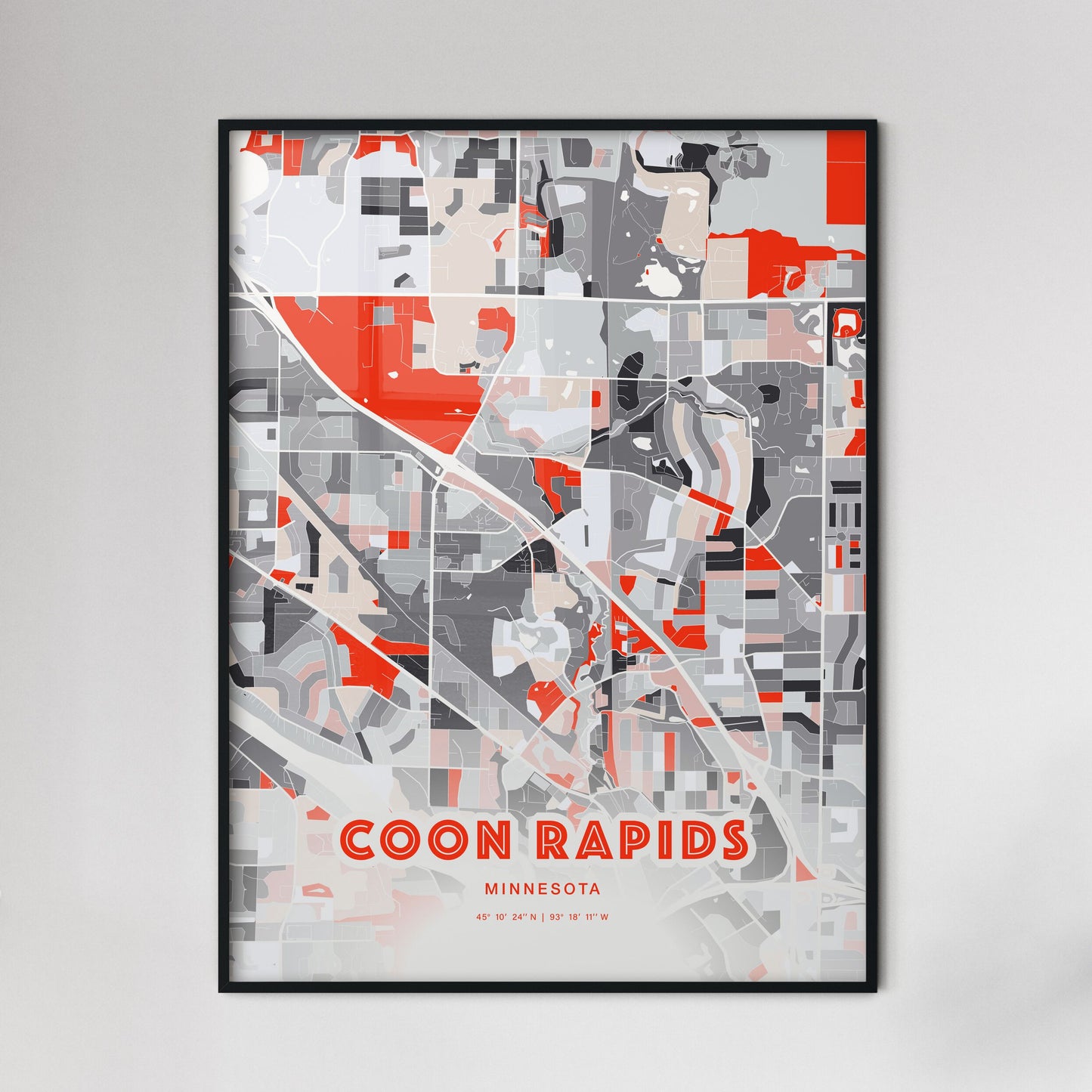 Colorful COON RAPIDS MINNESOTA Fine Art Map Modern