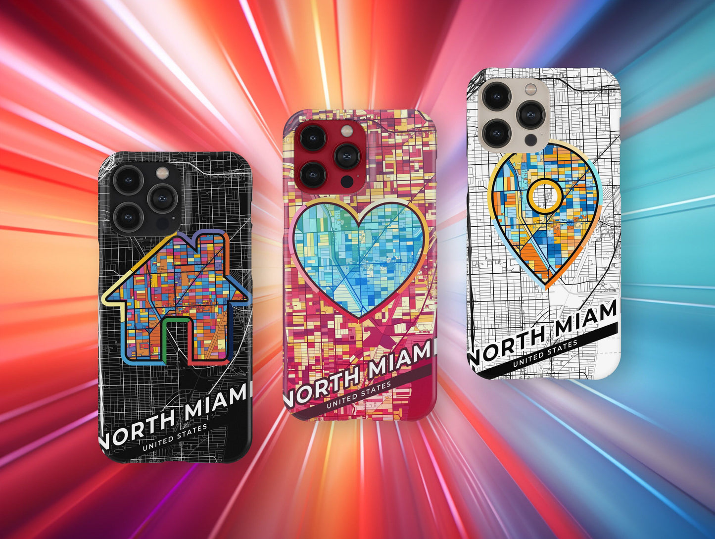 North Miami Florida slim phone case with colorful icon