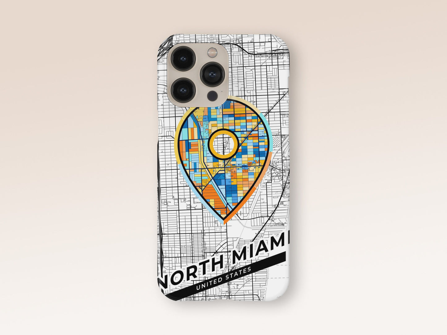 North Miami Florida slim phone case with colorful icon 1