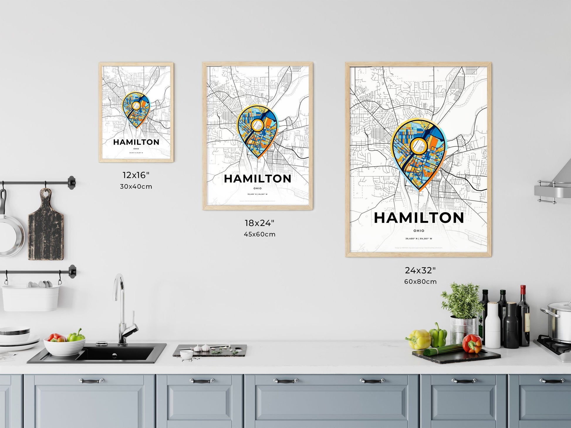 Hamilton Ohio art map size chart