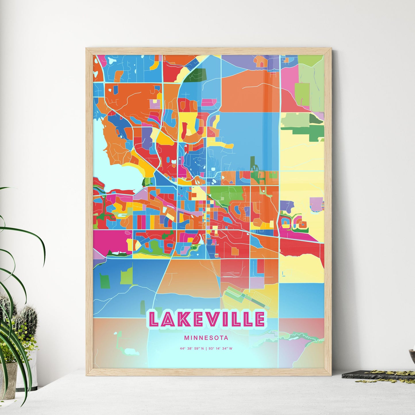 Colorful LAKEVILLE MINNESOTA Fine Art Map Crazy Colors
