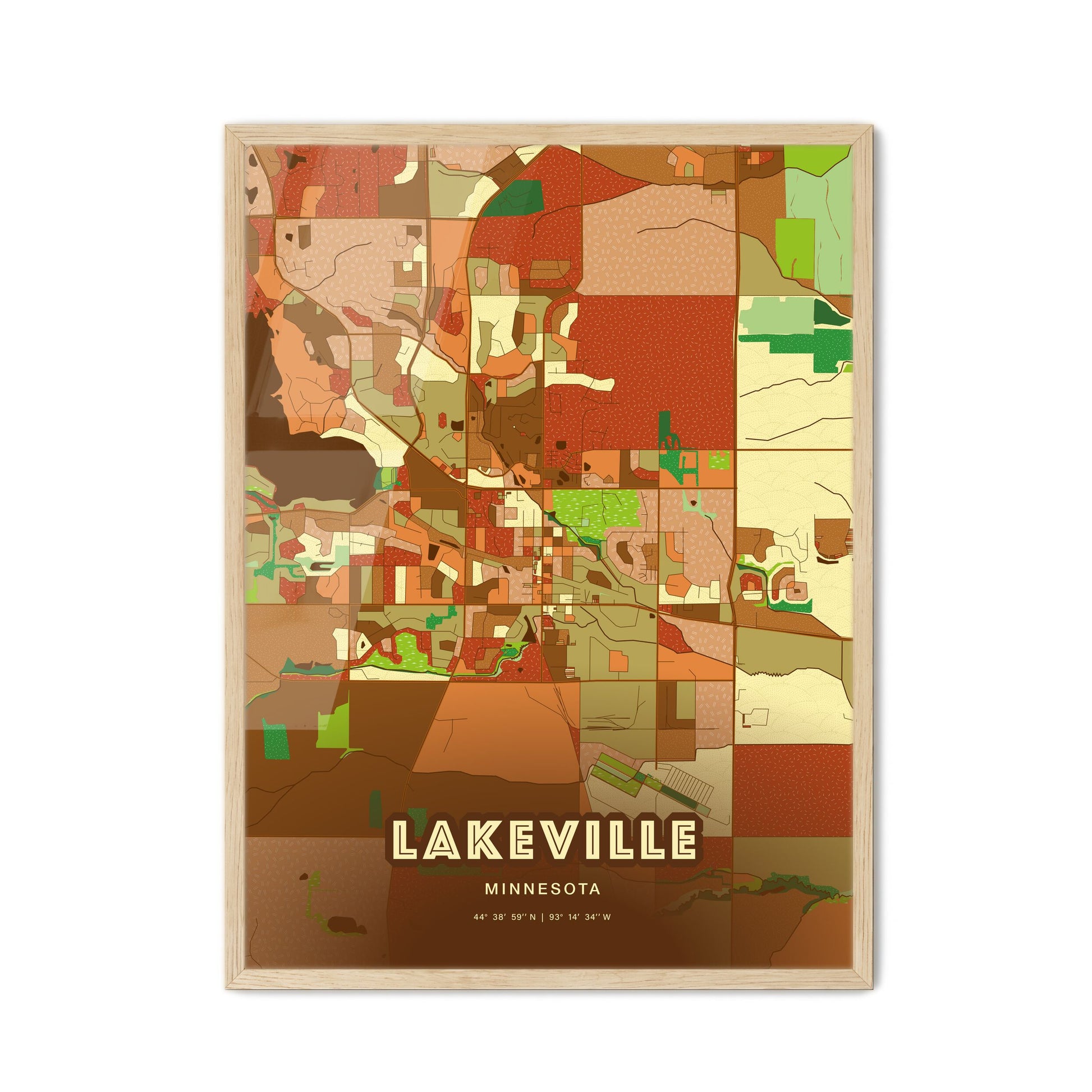 Colorful LAKEVILLE MINNESOTA Fine Art Map Farmhouse