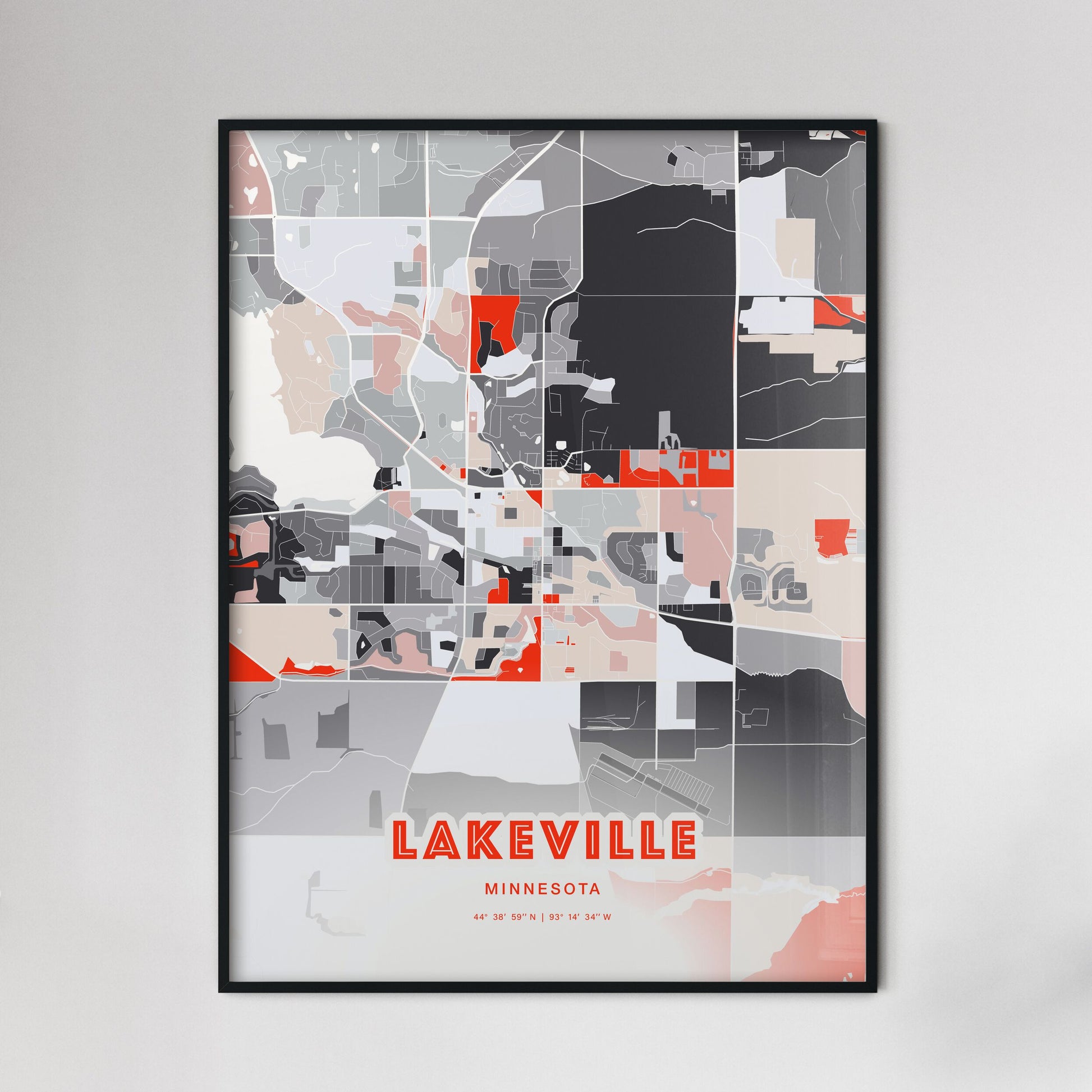 Colorful LAKEVILLE MINNESOTA Fine Art Map Modern