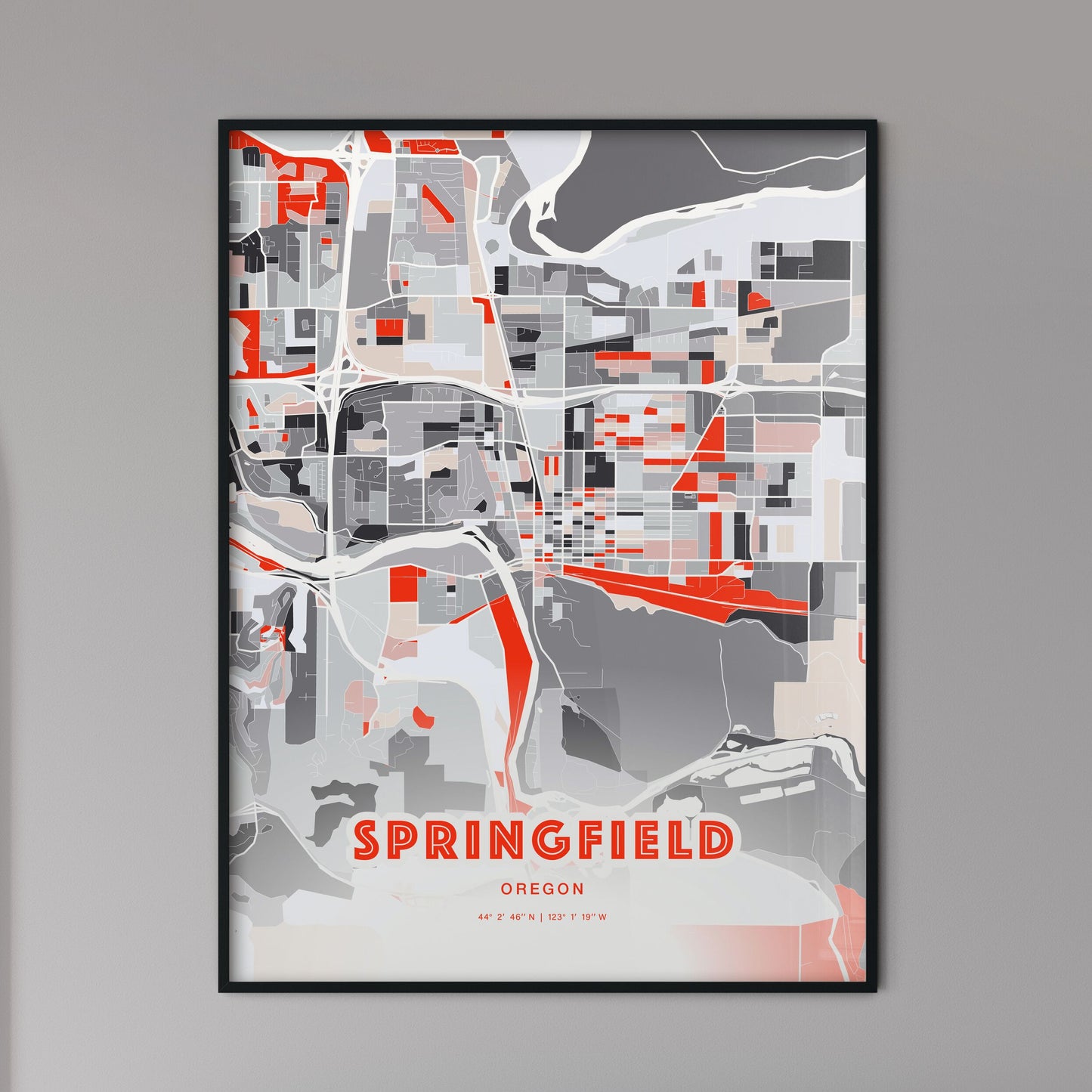 Colorful SPRINGFIELD OREGON Fine Art Map Modern