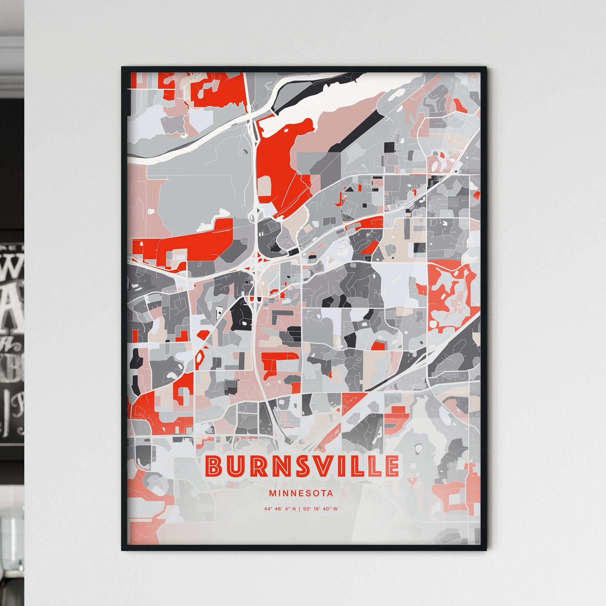 Colorful BURNSVILLE MINNESOTA Fine Art Map Modern