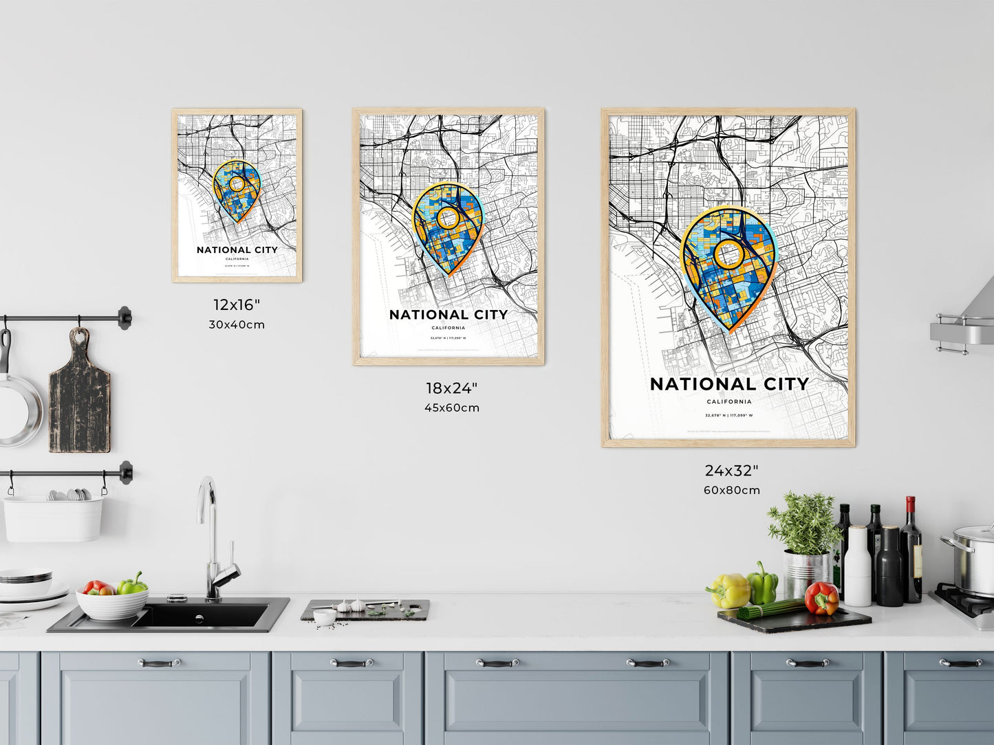 National City California art map size chart