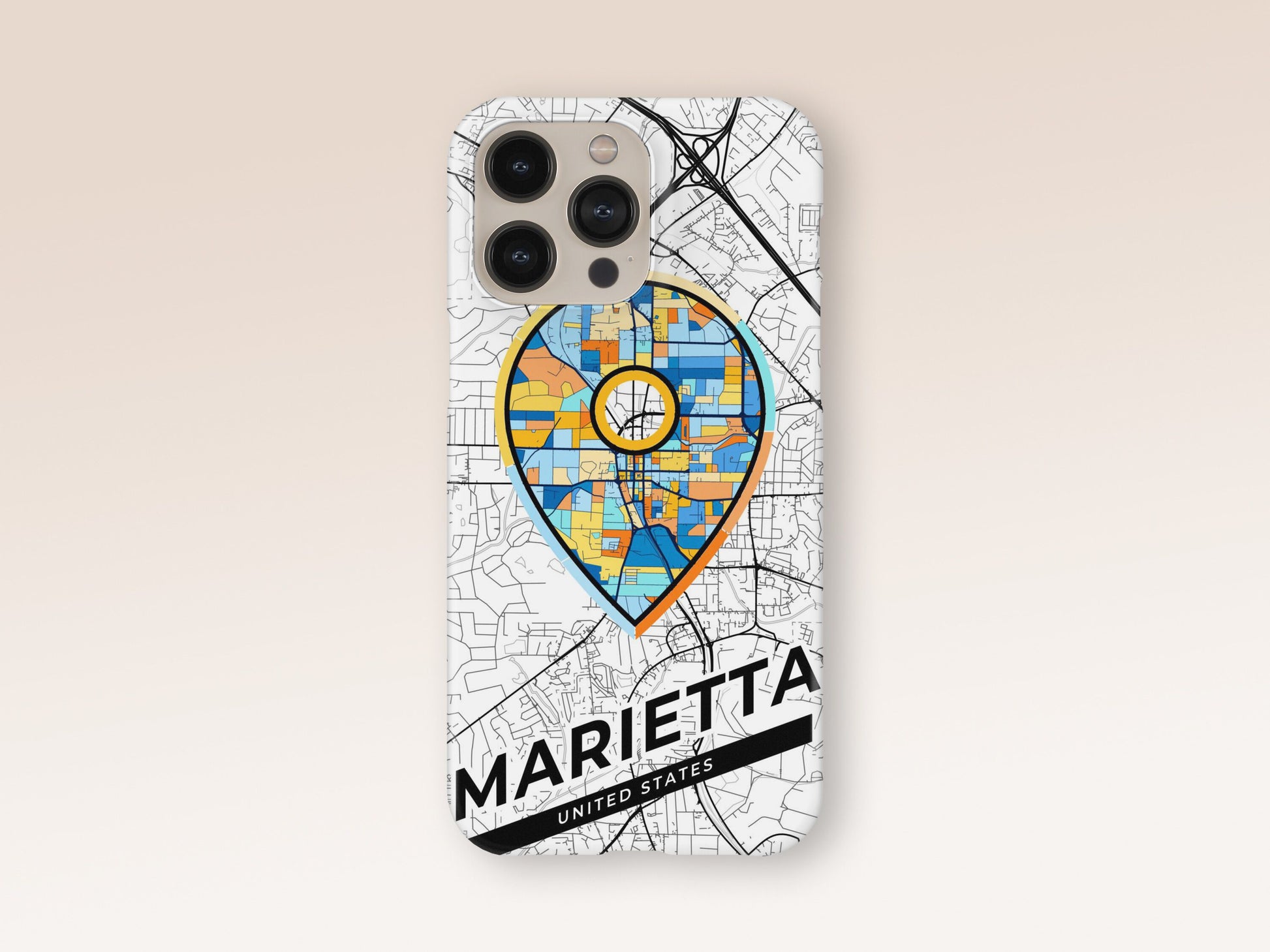Marietta Georgia slim phone case with colorful icon. Birthday, wedding or housewarming gift. Couple match cases. 1