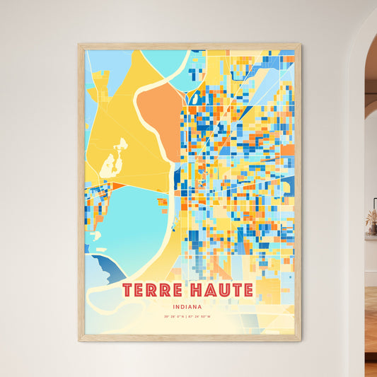 Colorful Terre Haute Indiana Fine Art Map Blue Orange