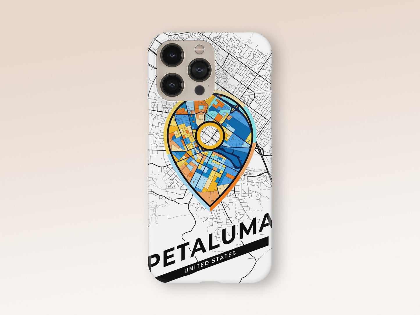Petaluma California slim phone case with colorful icon 1